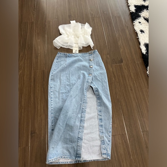 Zara side buttons denim skirt - Picture 6 of 8